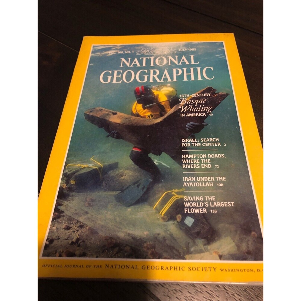 Vintage July 1985 National Geographic Magazine Basque Whaling Iran Hampton Roads